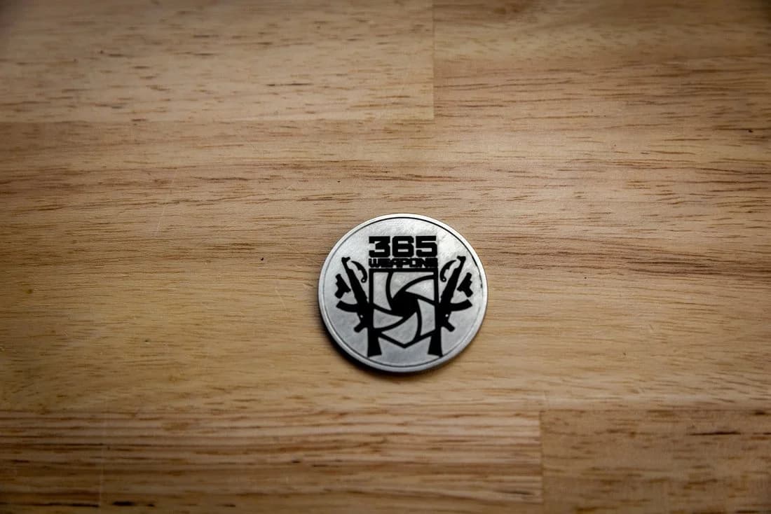 EDC/Challenge Coins custom work example 1 - Professional firearm customization by 365 Weapons