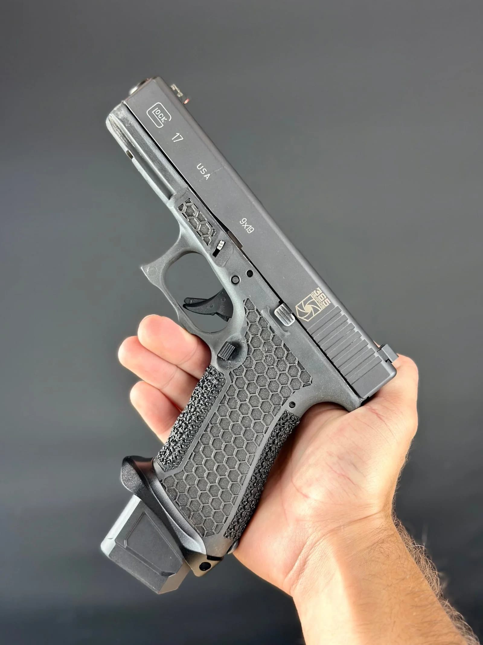 Laser & Hybrid Stippling custom work example 17 - Professional firearm customization by 365 Weapons