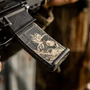 Custom laser engraved skull design Magpul PMag 30rd magazine - 365 Weapons